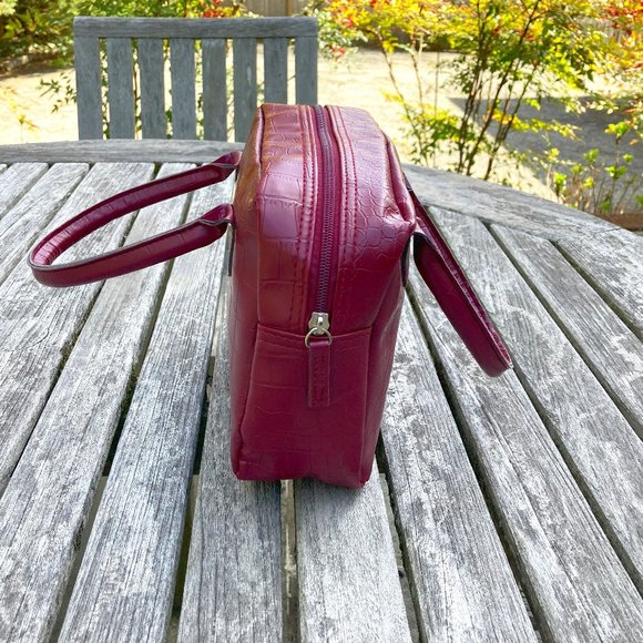 🆕Faux Leather Handbag Purse Bag - Burgundy - Picture 6 of 11